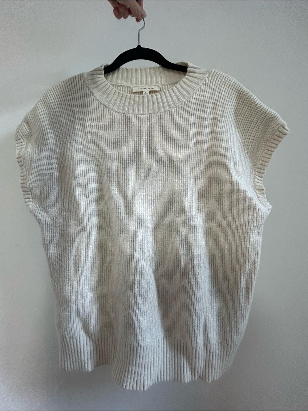Sleeveless Ribbed Crewneck Sweater Vest in Cream by Banana Republic
